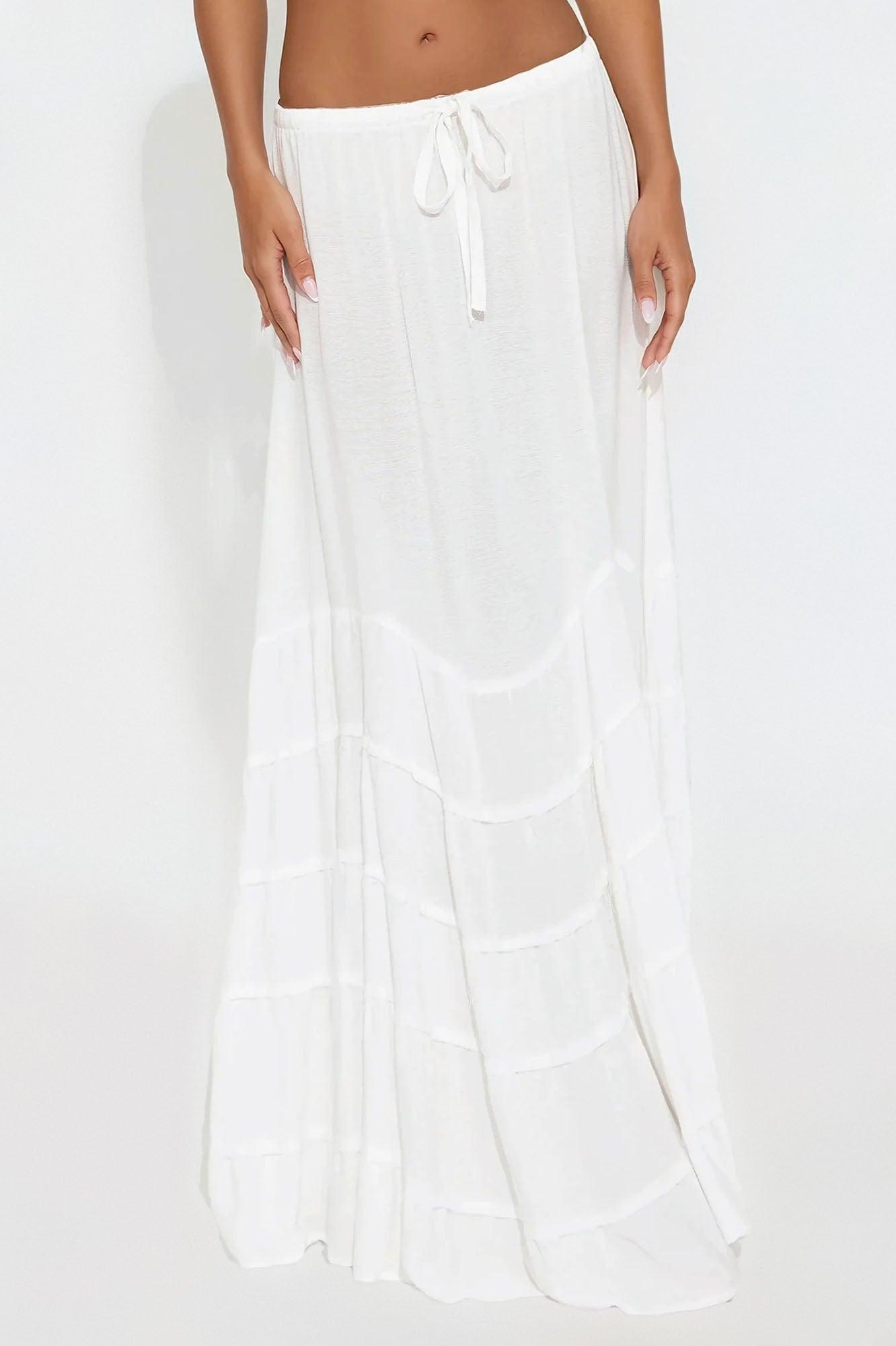 Meet Me Somewhere Ruffled Maxi Skirt - Ivory Female Product Image