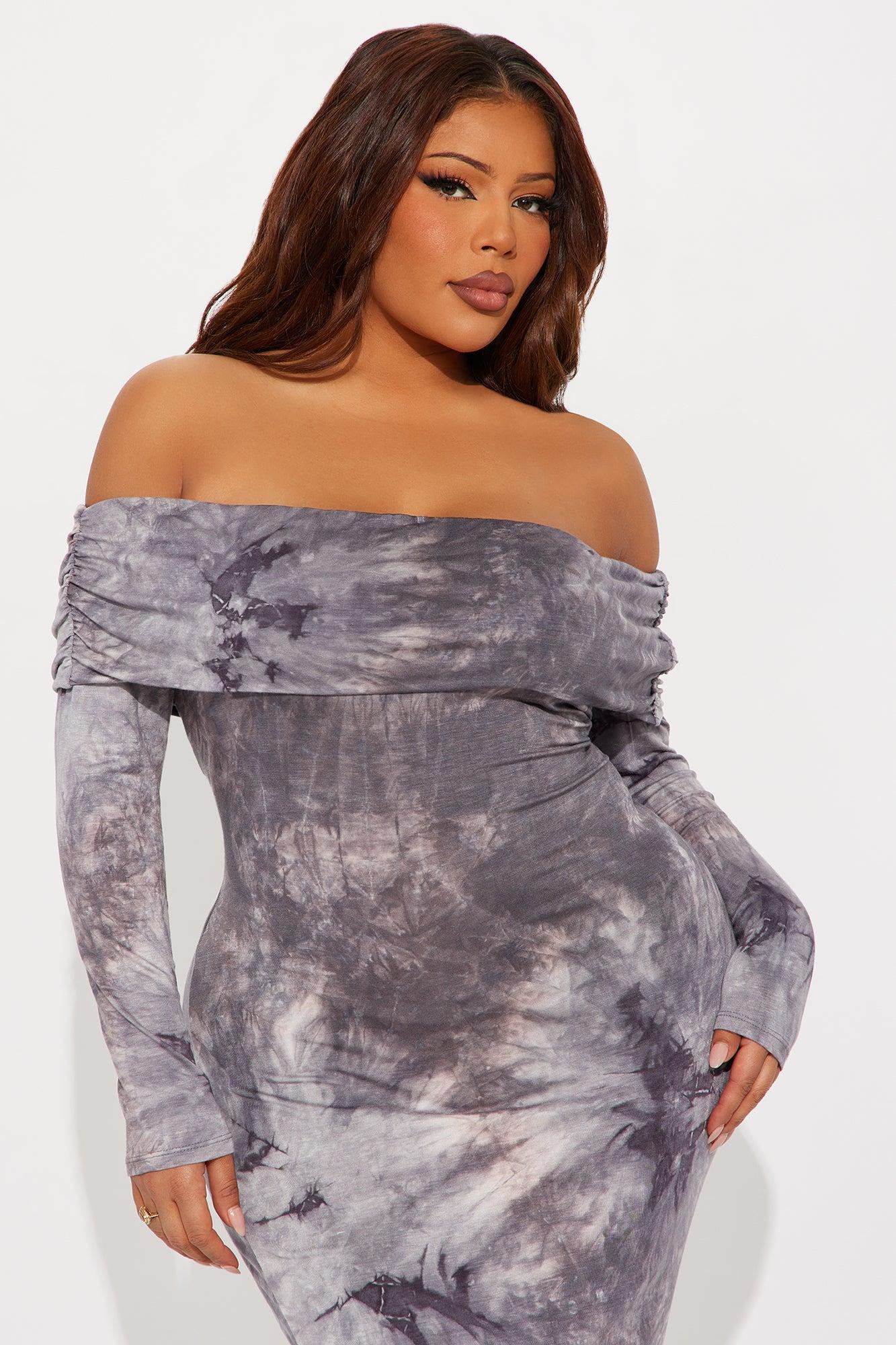 Stay A Bit Tie Dye Maxi Dress - Grey Product Image