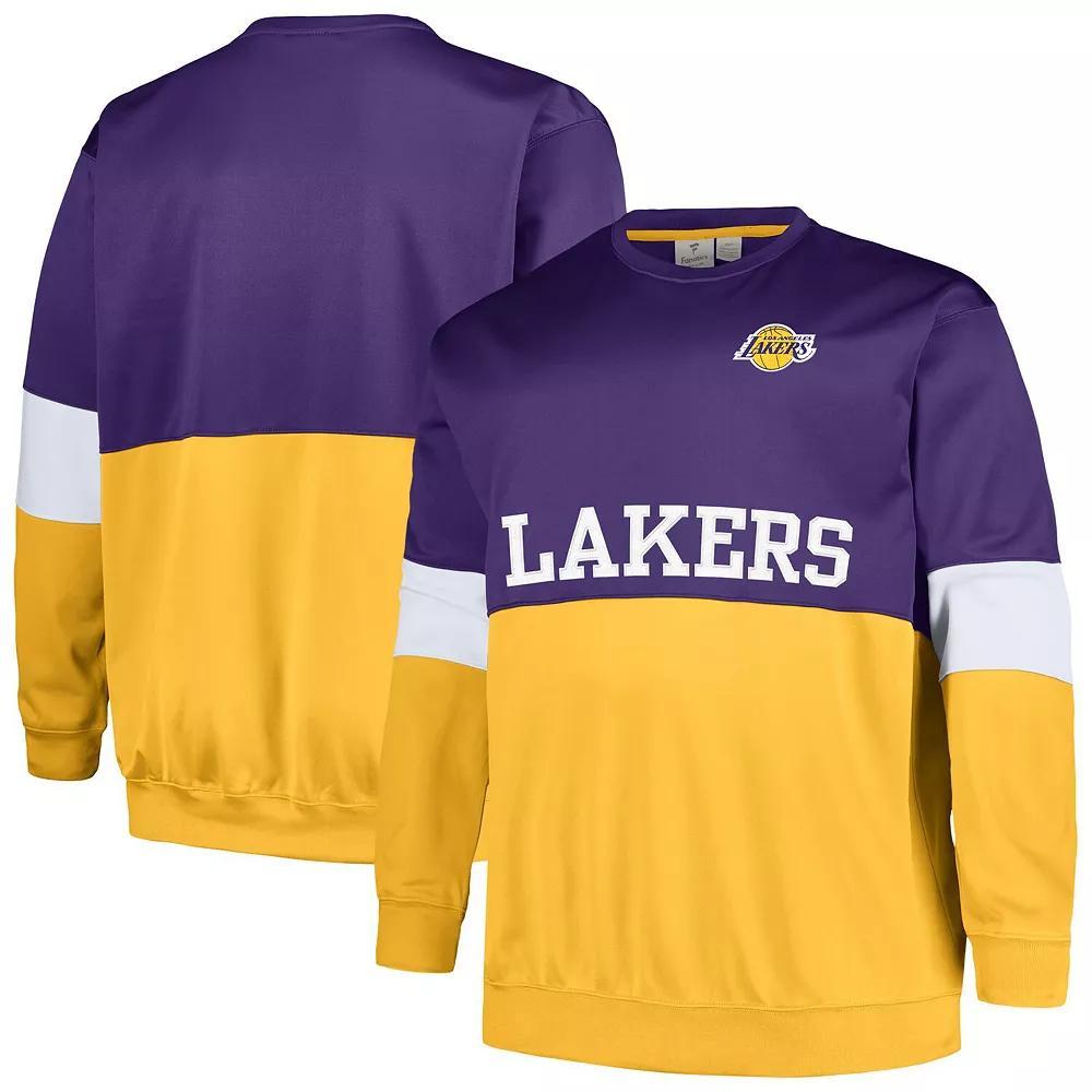 Men's Fanatics Branded Purple/Gold Los Angeles Lakers Big & Tall Split Pullover Sweatshirt, Size: 4XB Product Image