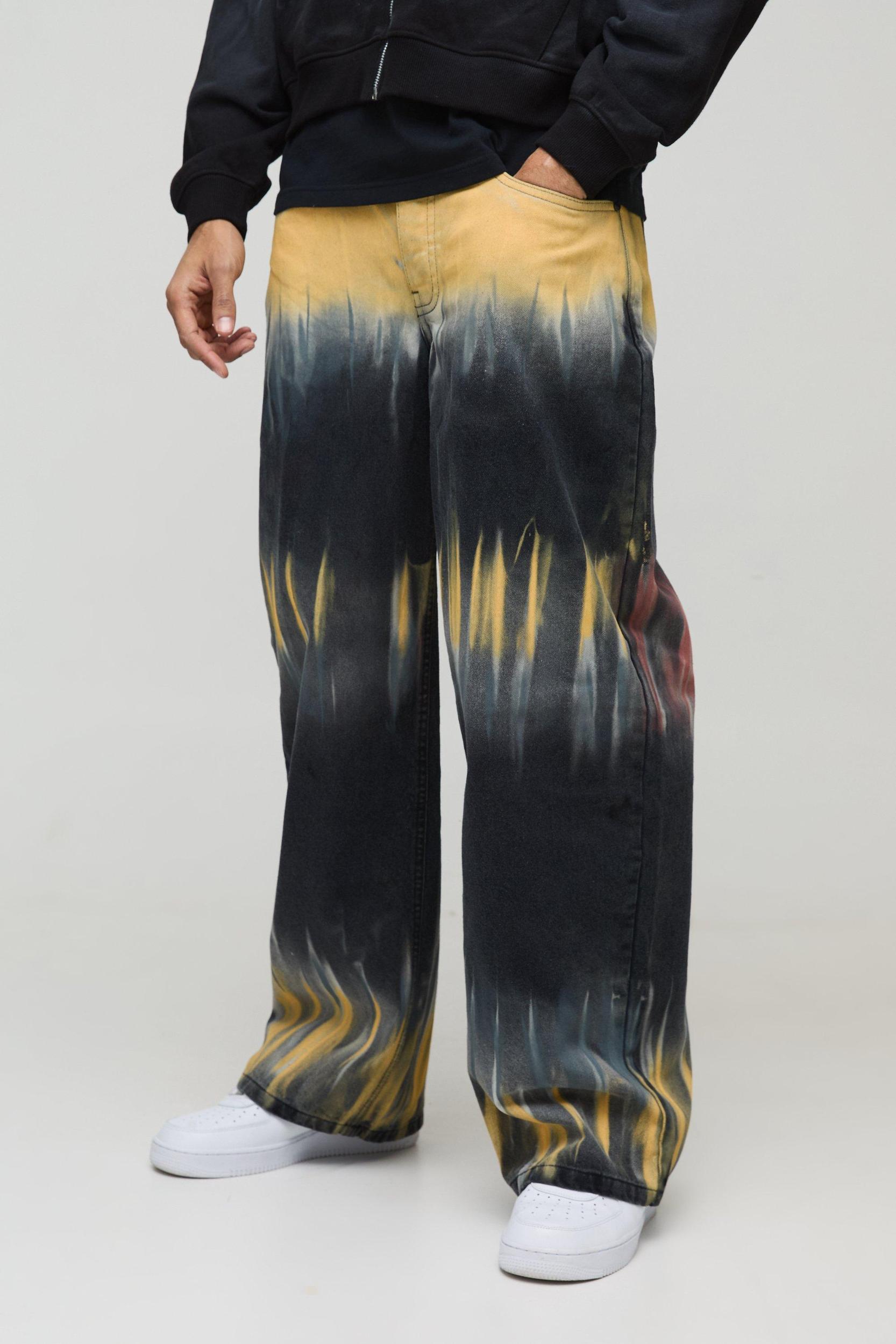 Baggy Rigid Tie Dye Denim Jeans | boohooMAN USA Product Image