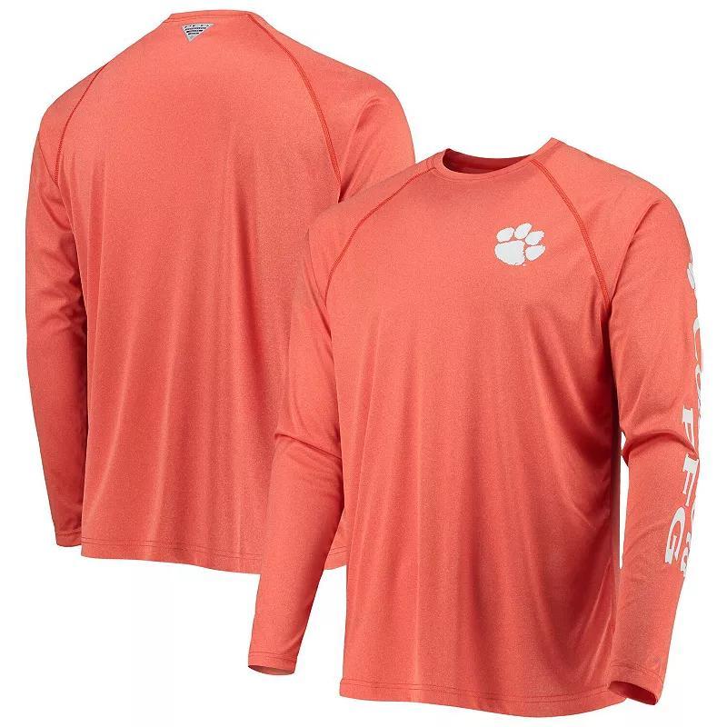 Men's Columbia Orange Clemson Tigers Terminal Tackle Omni-Shade Raglan Long Sleeve T-Shirt, Size: Large Product Image