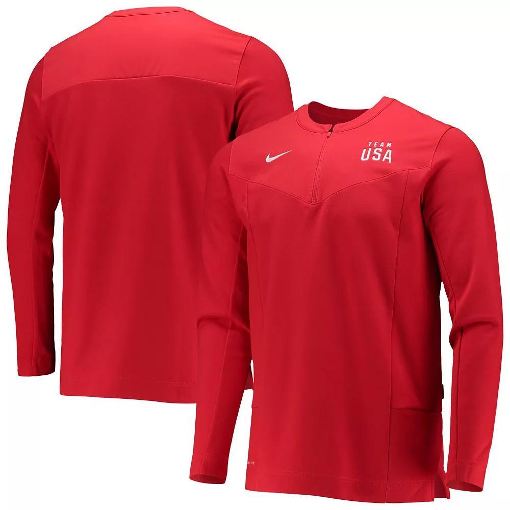 Men's Nike Red Team USA Half-Zip Performance Jacket, Size: Medium, Usa Red Product Image