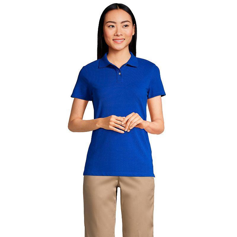 Womens Lands End School Uniform Short Sleeve Mesh Polo Shirt Red Product Image