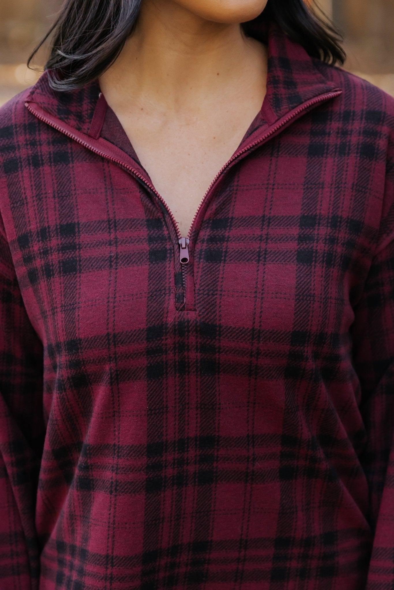 Thread and Supply Amani Plaid Zip Pullover - FINAL SALE Product Image