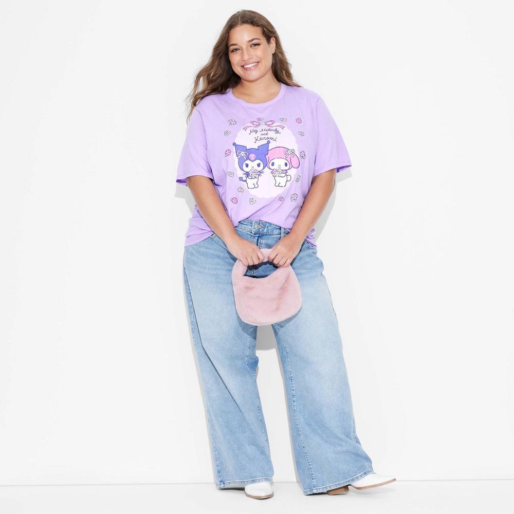 Women's My Melody & Kuromi Short Sleeve Graphic T-Shirt 1X: Sanrio, Cotton-Polyester Blend, Plus Size Product Image