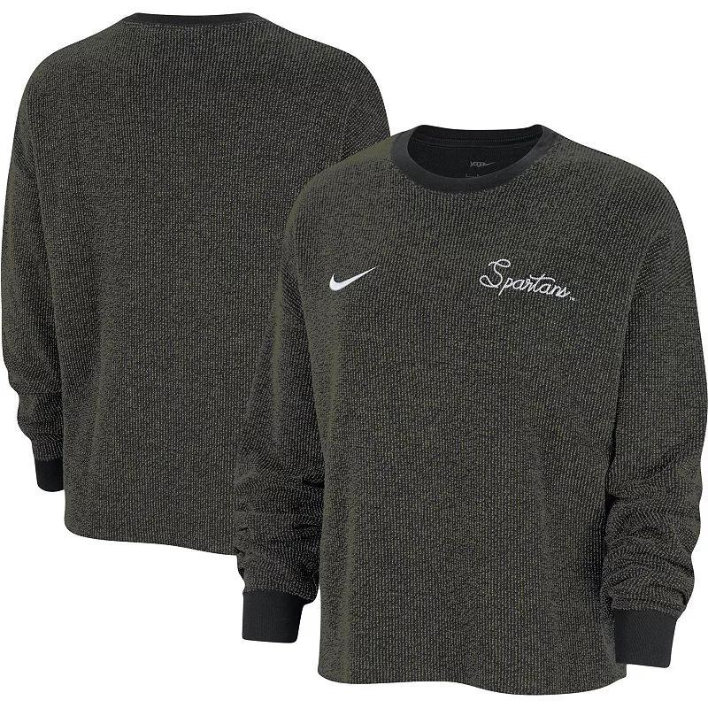 Women's Nike  Black Michigan State Spartans Yoga Script Pullover Sweatshirt, Size: Small Product Image