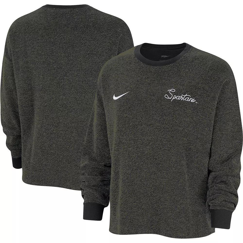 Women's Nike  Black Michigan State Spartans Yoga Script Pullover Sweatshirt, Size: Small Product Image