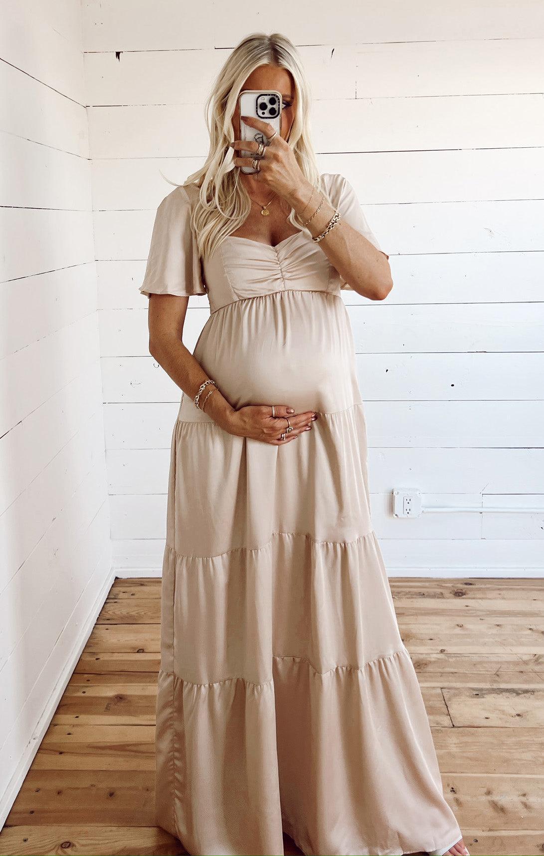 Nicole Maxi Dress ~ Champagne Luxe Satin Product Image