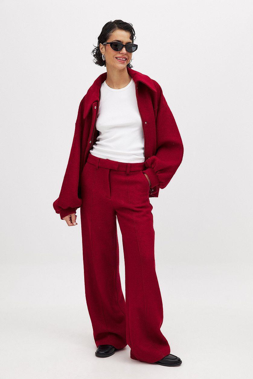 Wool Blend Mid Waist Trousers Product Image
