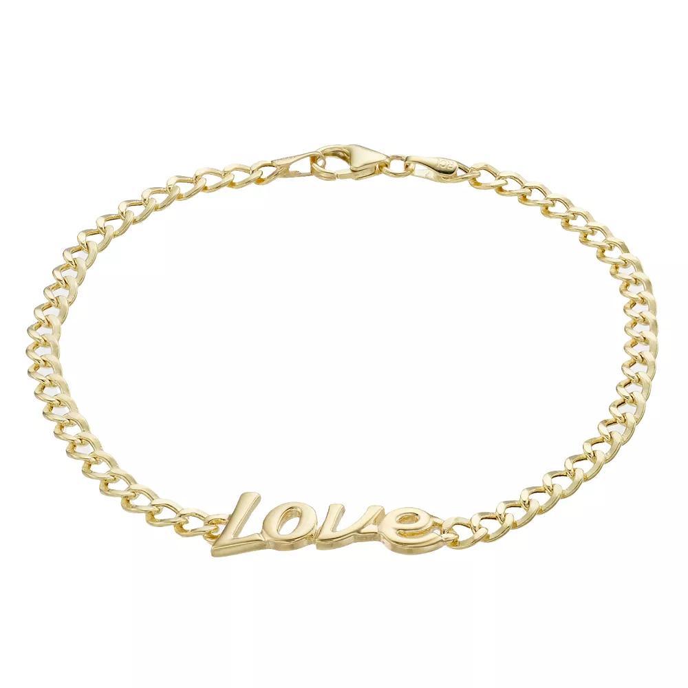 14k Gold Love Curb Chain Bracelet, Women's, Size: 7" Product Image