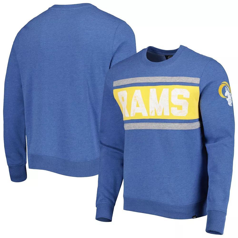 Men's '47 Heathered Blue Los Angeles Rams Bypass Tribeca Pullover Sweatshirt, Size: 2XL Product Image