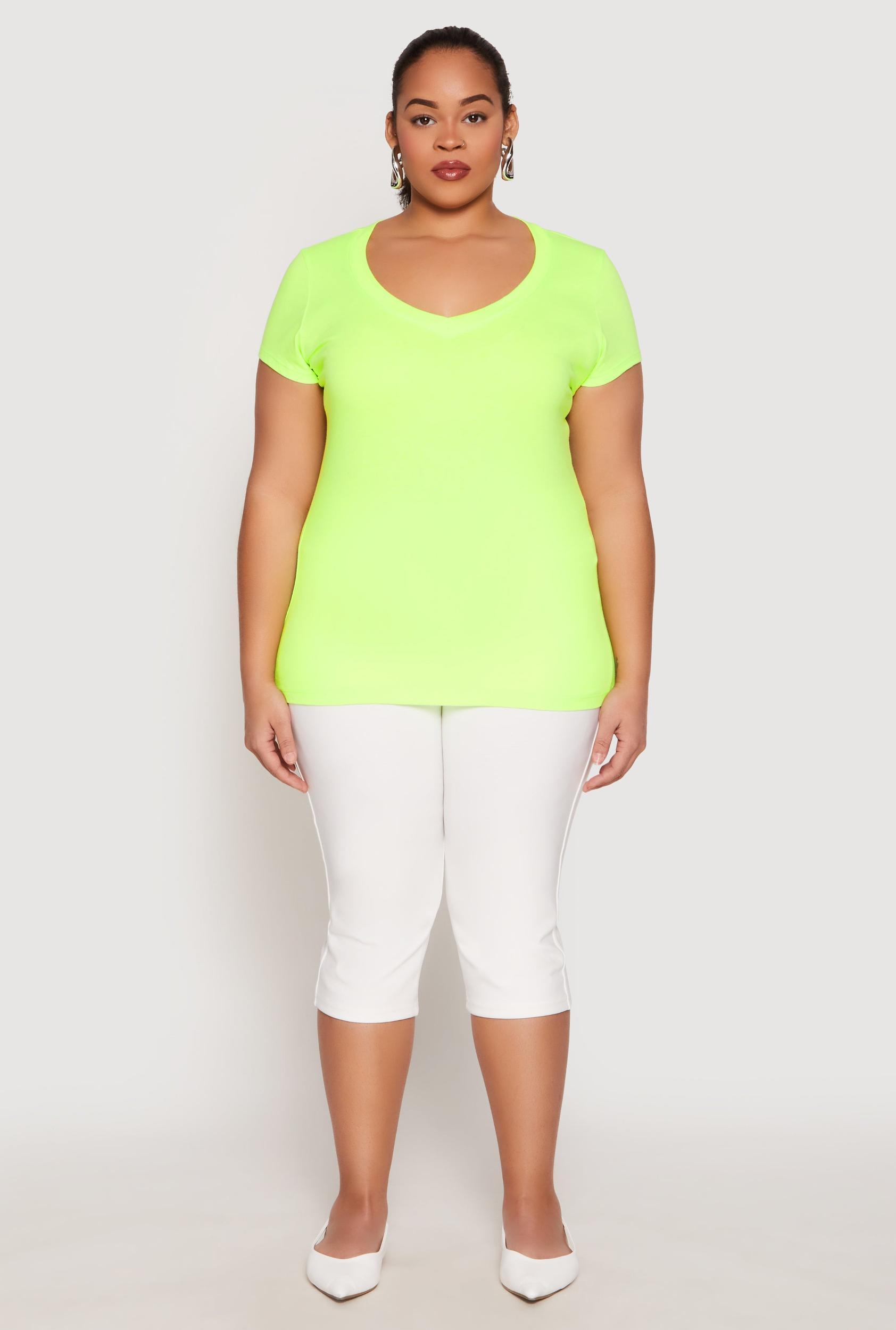 Womens Plus Size Basic V Neck T Shirt Product Image