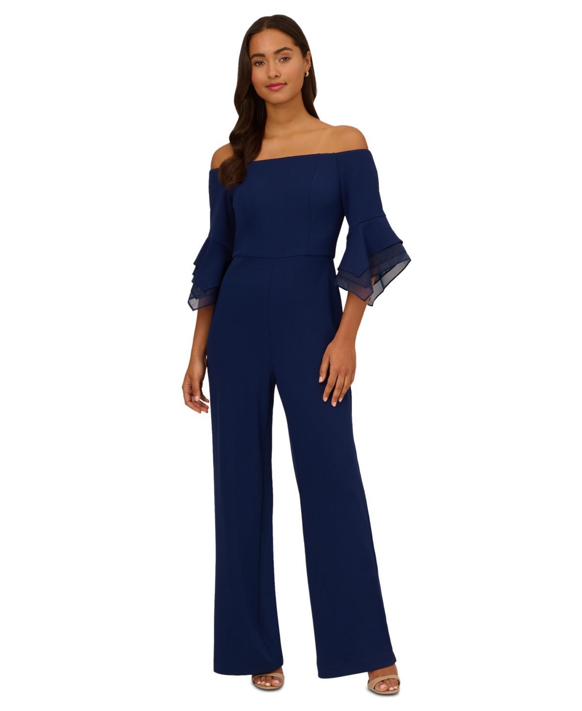 Adrianna Papell Organza Crepe Off The Shoulder Jumpsuit Product Image