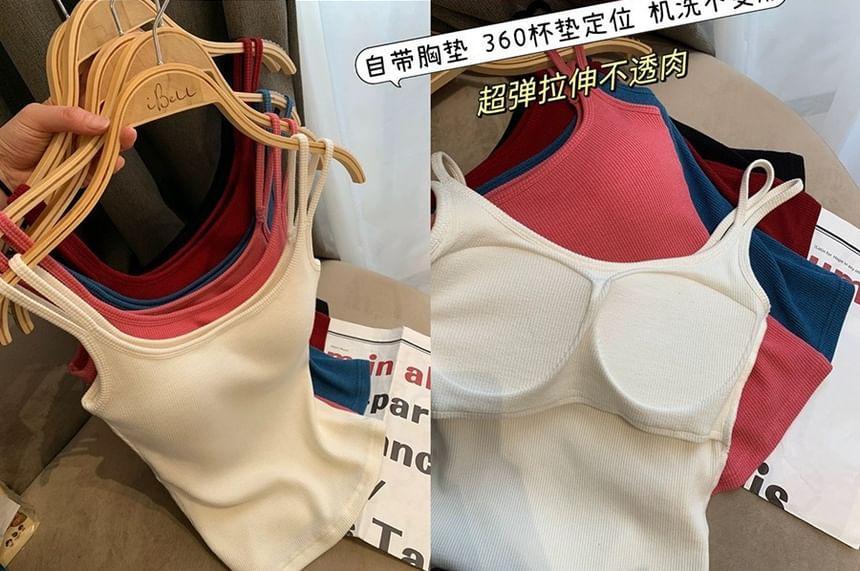 Scoop Neck Plain Strappy Cami Top Product Image