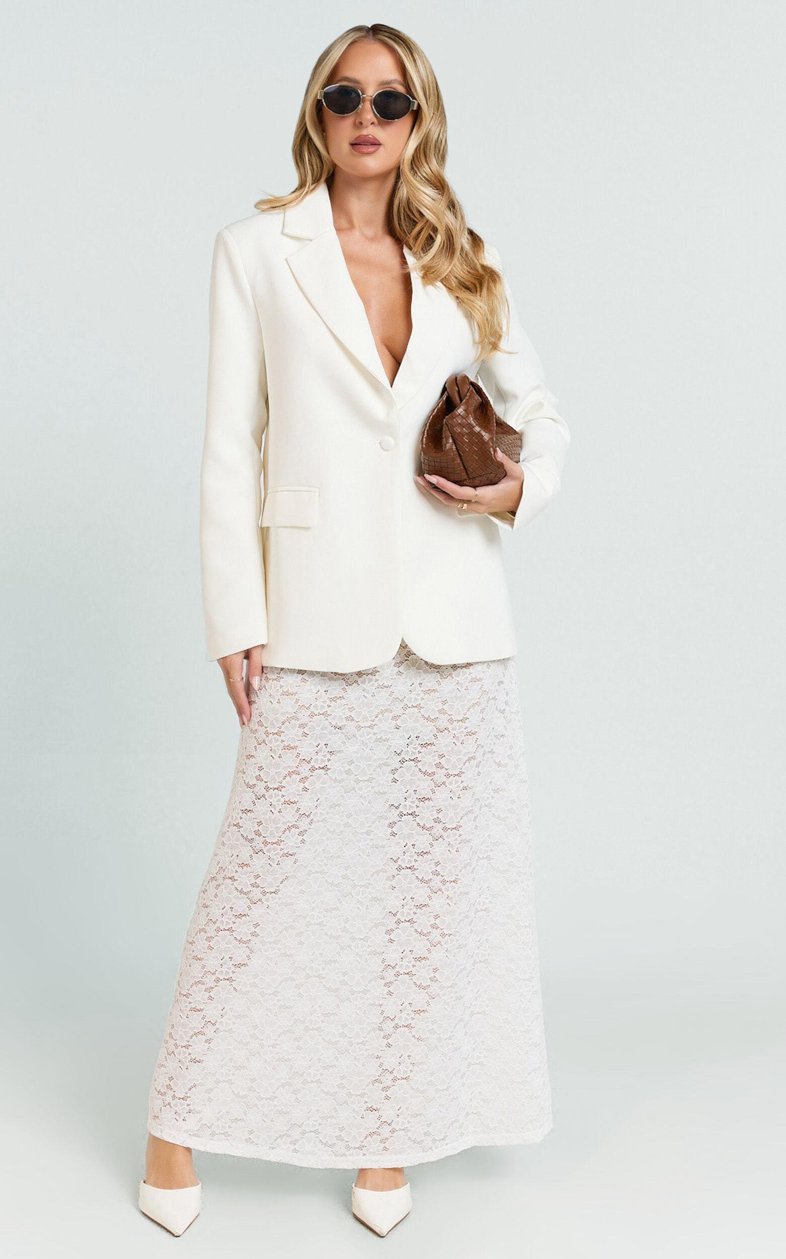 Selena Blazer - Boxy Single Breasted Blazer in Cream Product Image