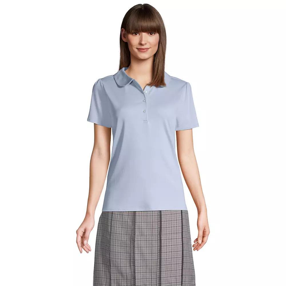 Women's Lands' End Short Sleeve Cotton Performance Polo Shirt, Size: Medium, White Product Image