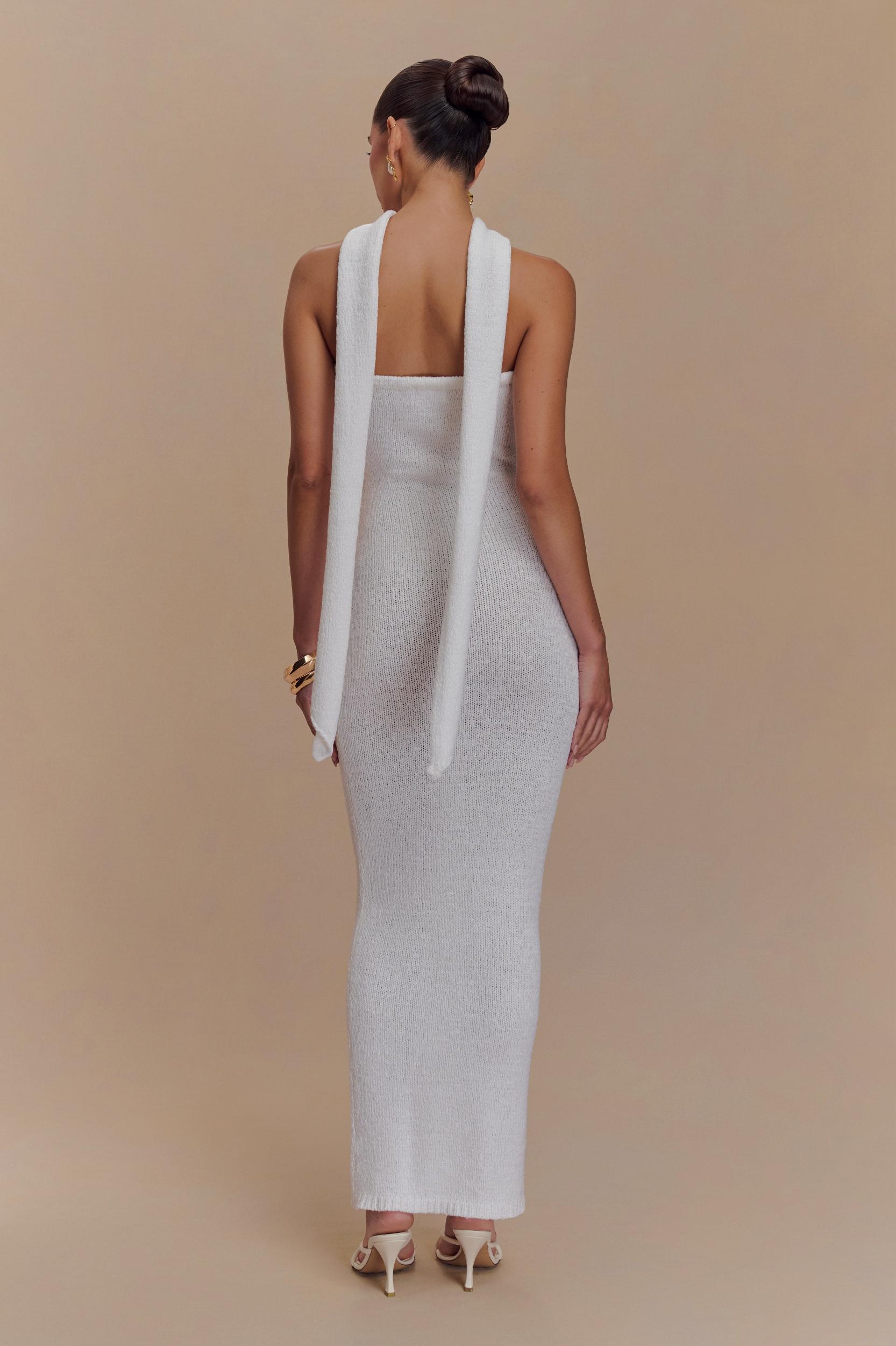 Andrea Strapless Knit Maxi Dress - White Product Image
