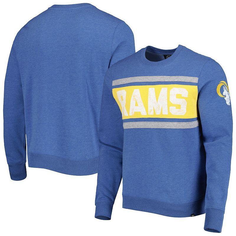 Men's '47 Heathered Blue Los Angeles Rams Bypass Tribeca Pullover Sweatshirt, Size: 2XL Product Image
