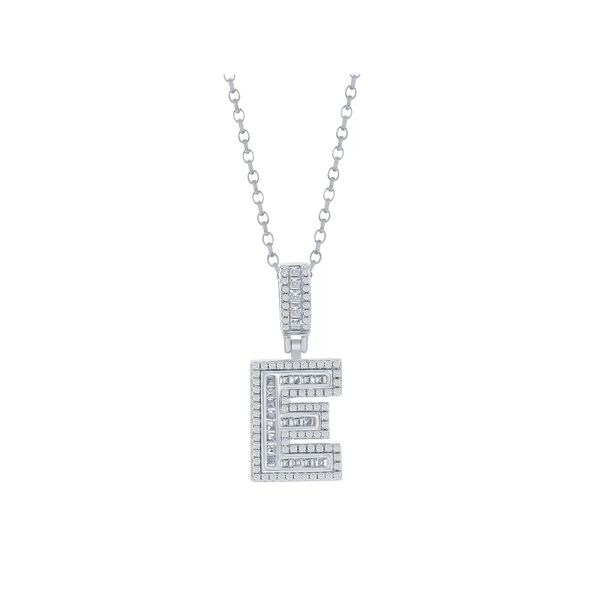 Argento Bella Sterling Silver Cubic Zirconia Initial Pendant Necklace, Women's, Size: 18", Sterling E Product Image