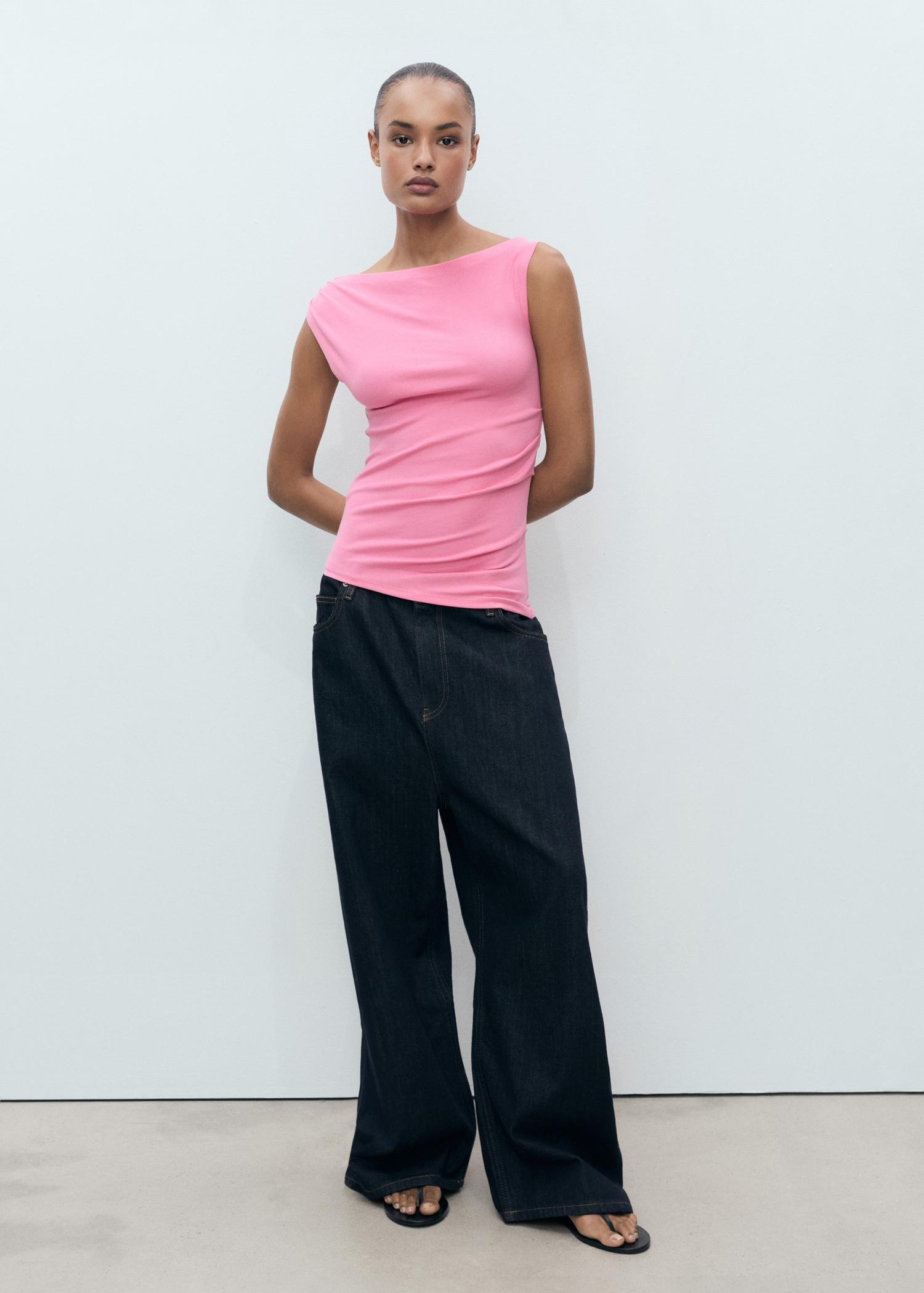 Asymmetrical modal top - Women | MANGO USA Product Image