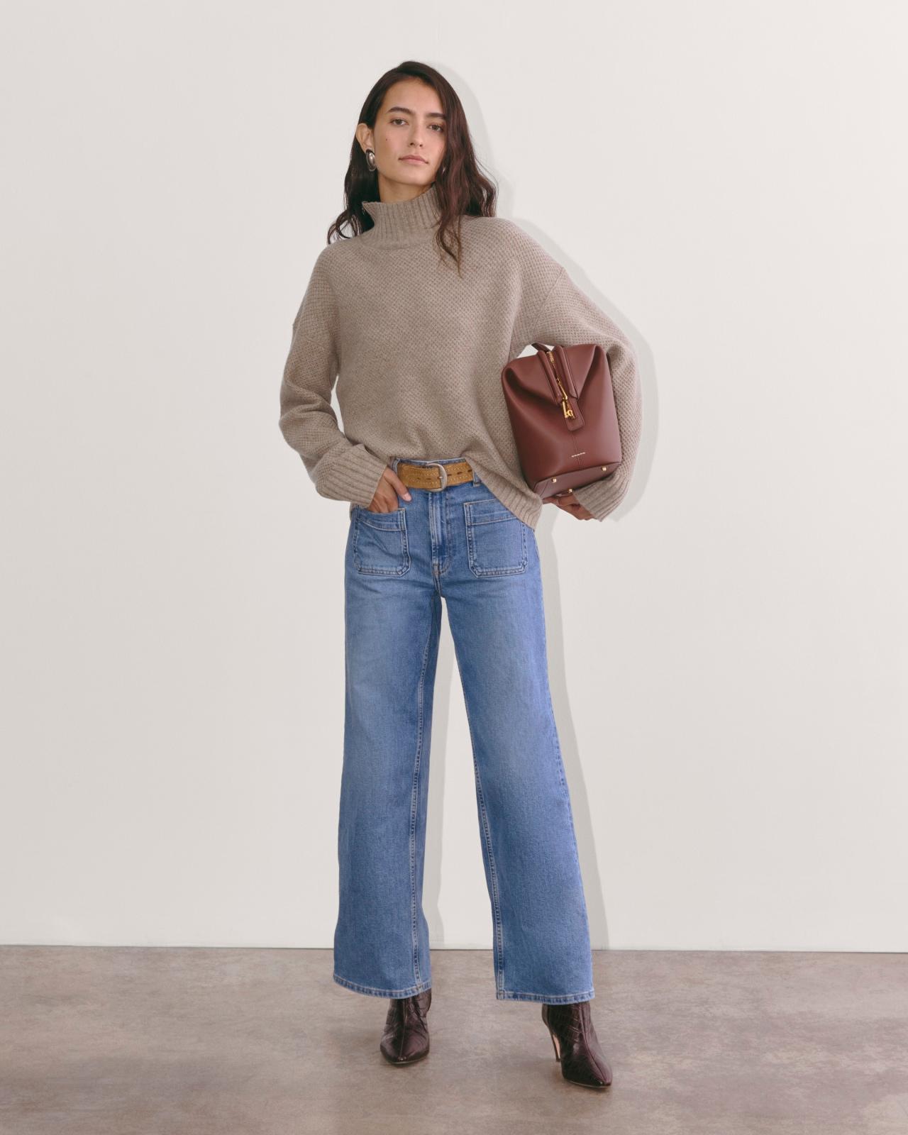 The Honeycomb Funnel Neck in Wool Cashmere Product Image
