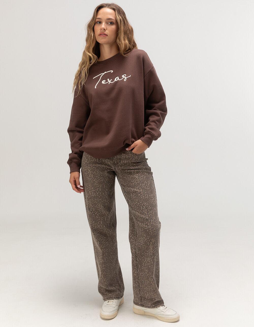 RSQ Womens Texas Crewneck Sweatshirt - BROWN Product Image