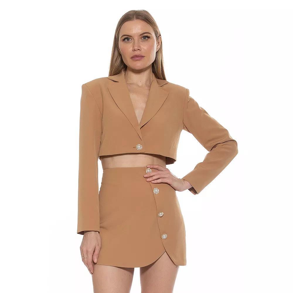 Women's ALEXIA ADMOR Jane Cropped Long Sleeve Jacket, Size: 12, Nude Product Image