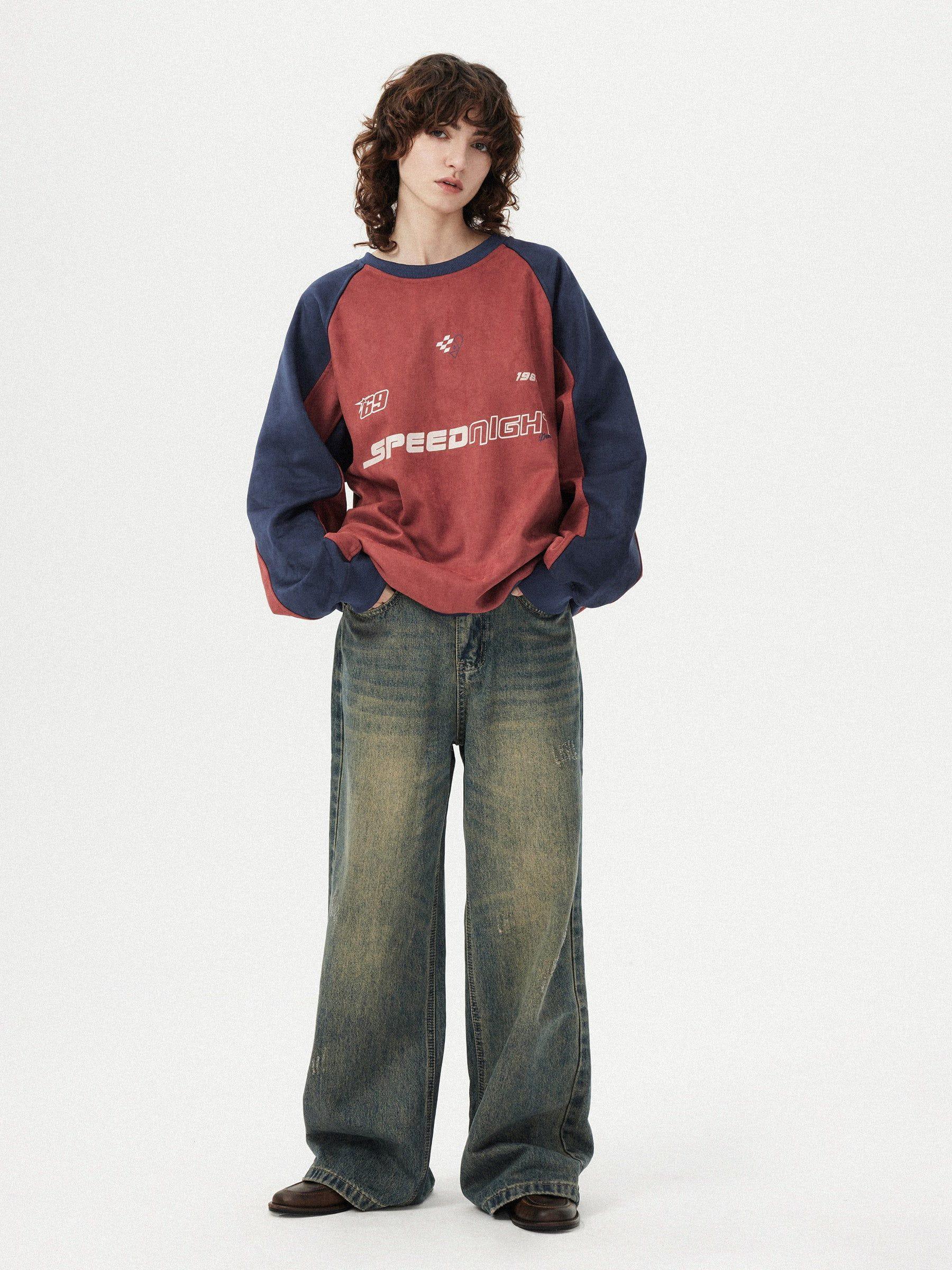 Aelfric Eden Vintage Patchwork Suede Sweatshirt Product Image