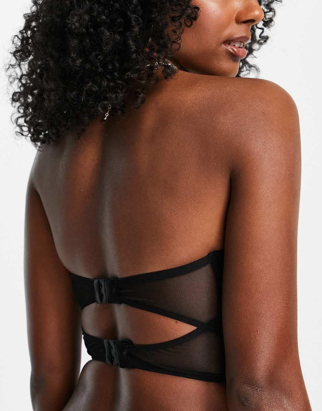 ASOS DESIGN Dia Embroidered strapless corset in black Product Image