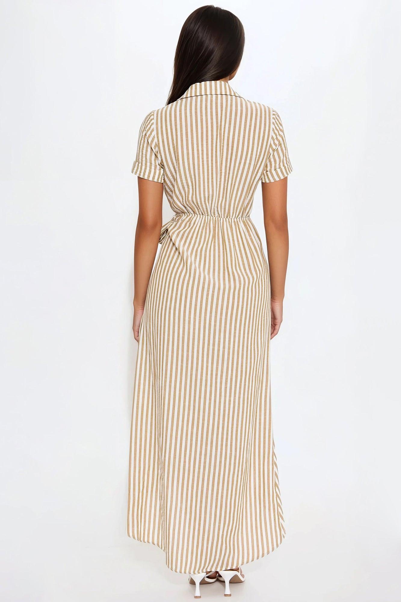 Tina Surplice Maxi Dress - Taupe/combo Product Image