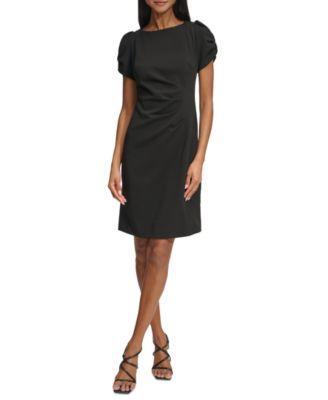 Karl Lagerfeld Paris Womens Puff-Sleeve Side-Pleated Dress Product Image