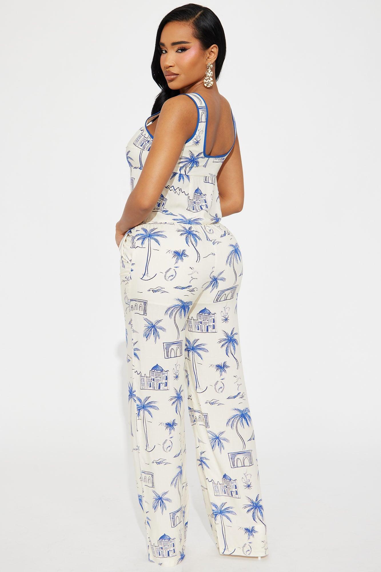 Vacation Status Pant Set - Cream/combo Product Image