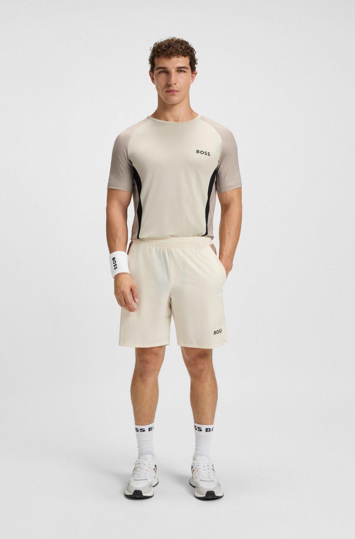 Slim-fit T-shirt in mesh jersey with contrast inserts Product Image