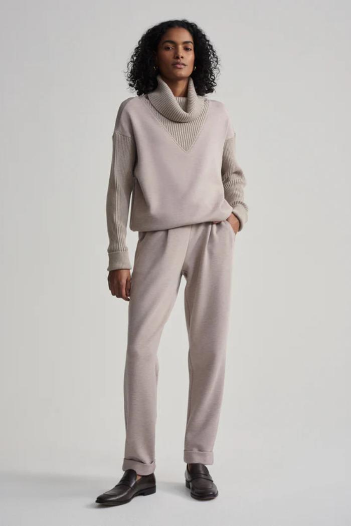 Hannah Cowl Neck Sweater- Taupe Marl Product Image