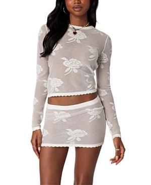 Edikted Saga Embroidered Sheer Knit Top Product Image