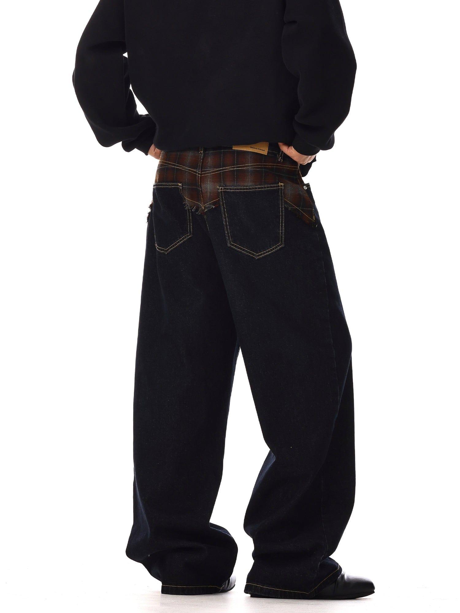 RT No. 12547 BLACK PLAID CASUAL STRAIGHT PANTS Product Image