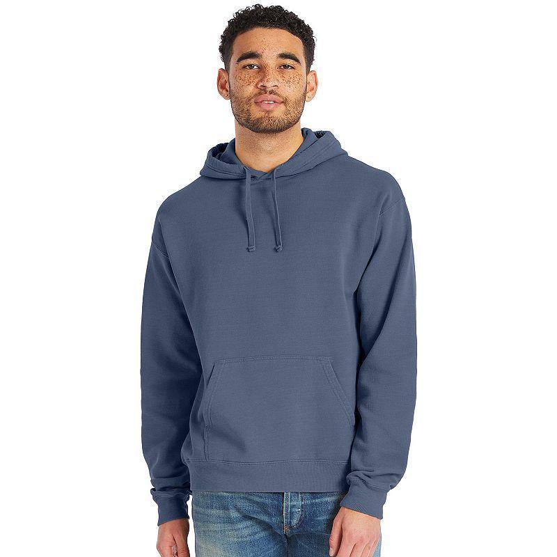 Hanes Mens Garment Dyed Fleece Hoodie Concrete Gray L Product Image