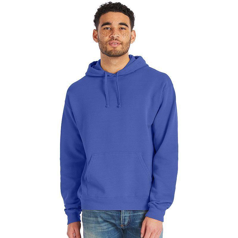 Hanes Mens Garment Dyed Fleece Hoodie Concrete Gray L Product Image