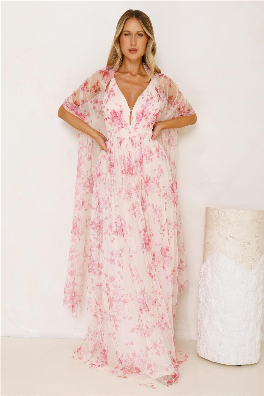 Enchanted Petals Maxi Dress Fuchsia Product Image