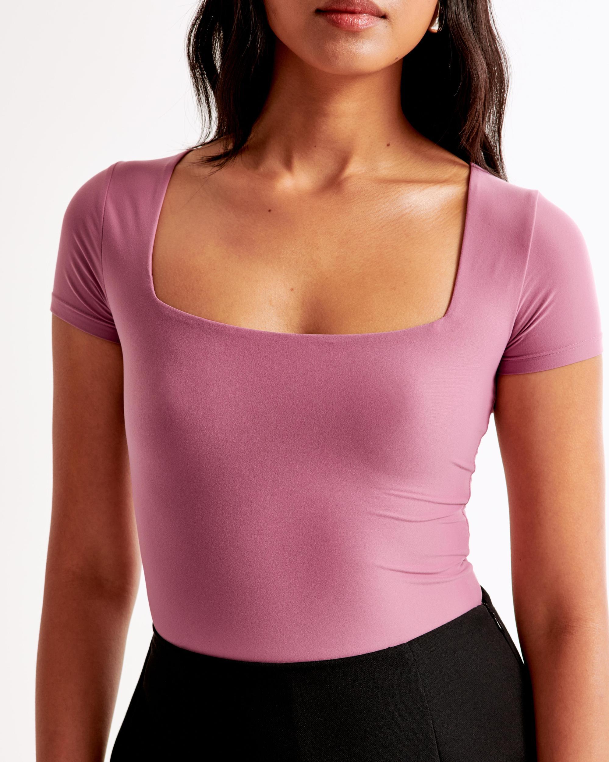 Soft Matte Seamless Short-Sleeve Squareneck Bodysuit Product Image