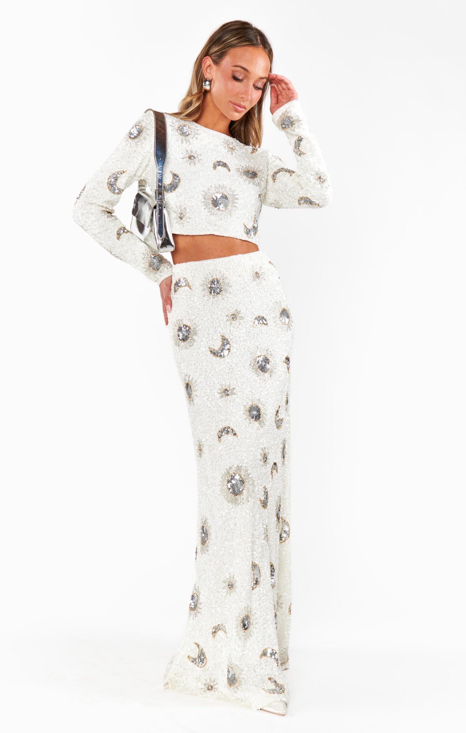 Last Call Top ~ White Celestial Sequins Product Image