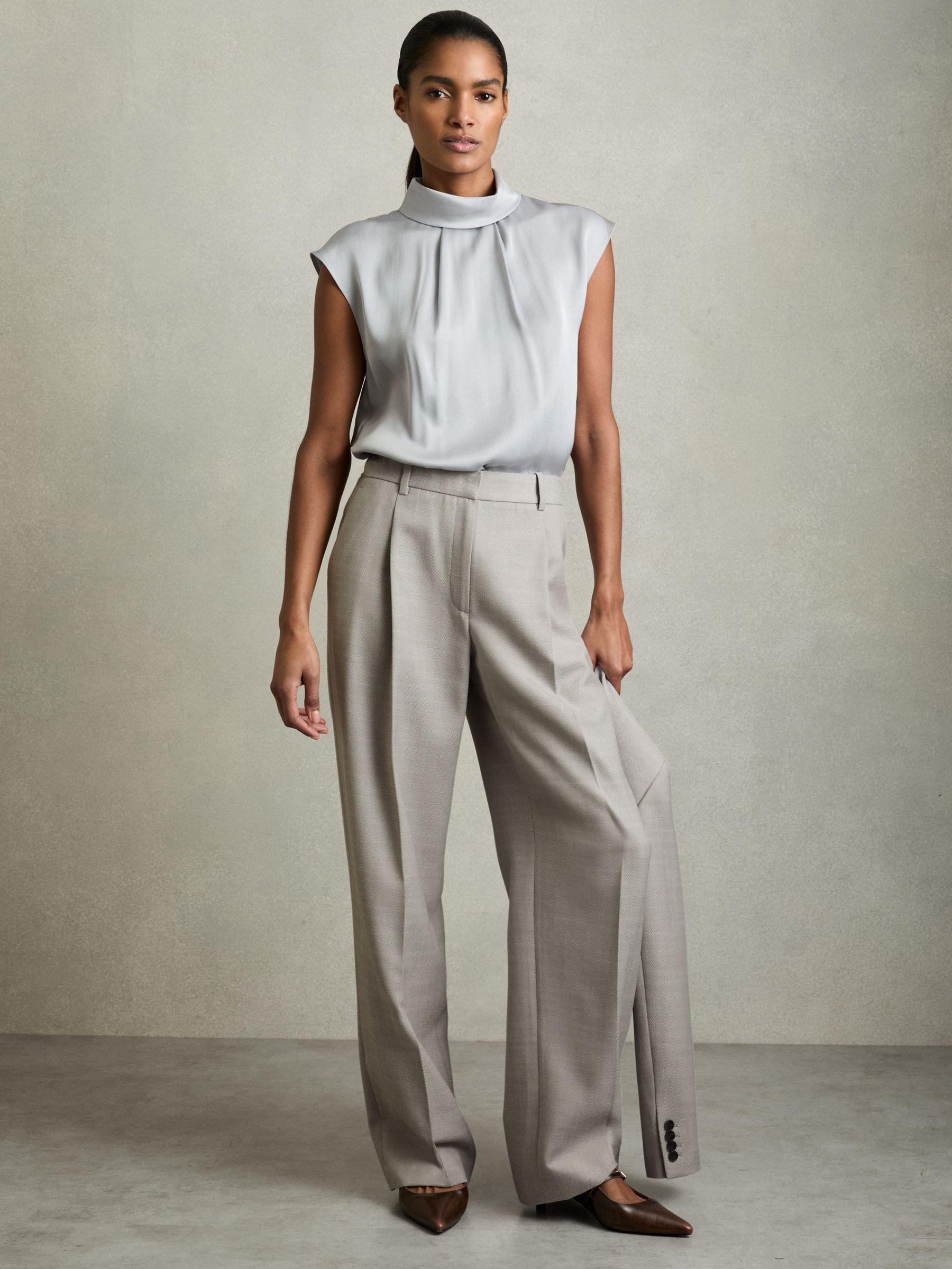 Petite Linen Belted Sleeveless Midi Dress in Neutral Product Image