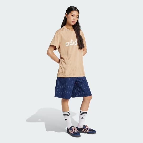 adidas Linear Graphic Boyfriend Tee Off White 2XS Womens Product Image