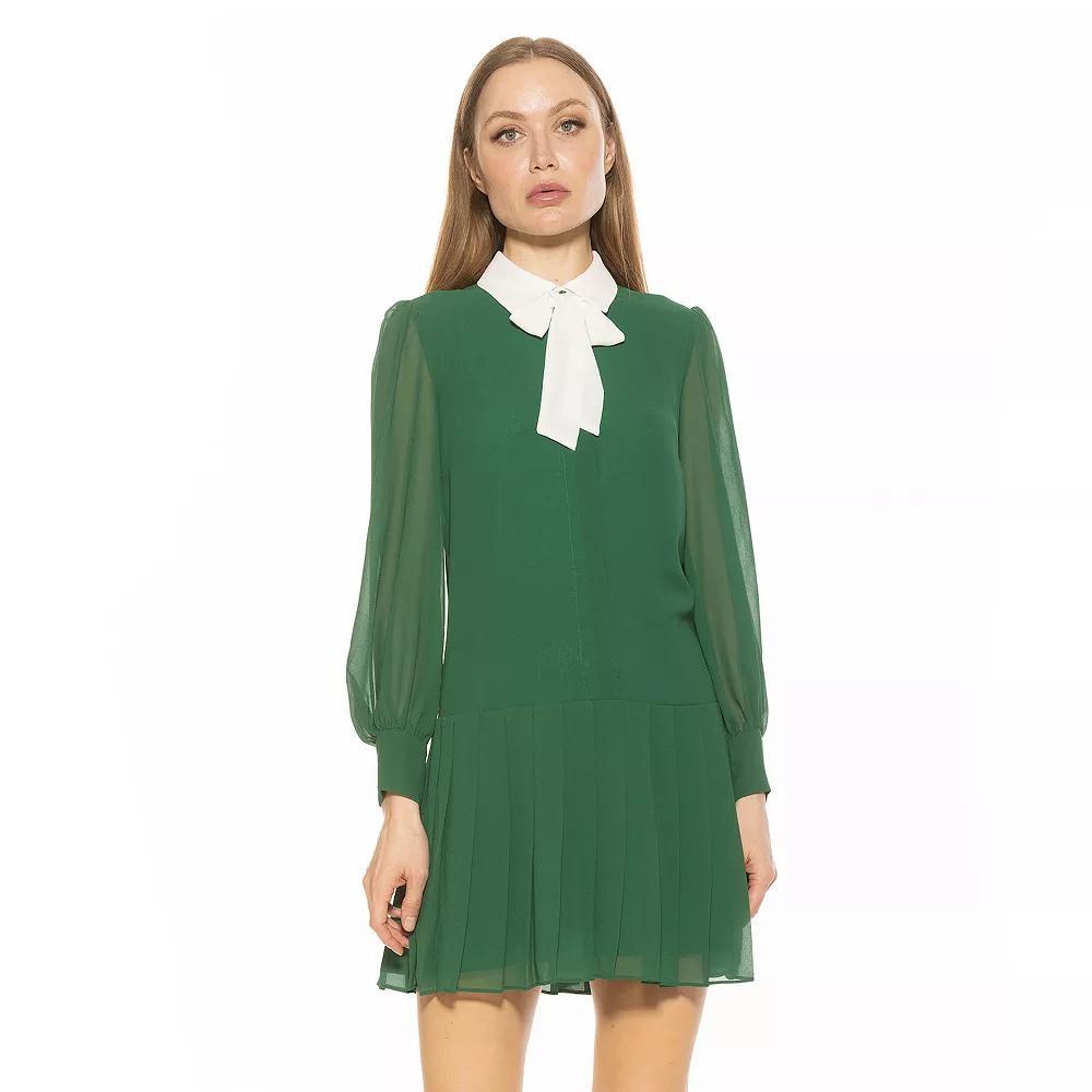 Women's ALEXIA ADMOR Glennis Collared Bow Tie Shift Dress, Size: Large, Blue Product Image