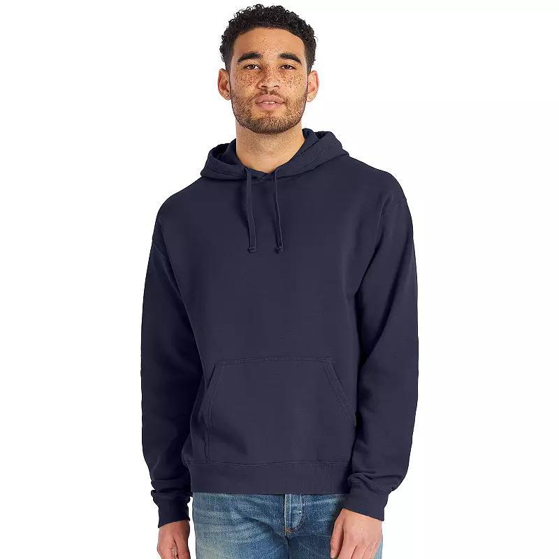 Hanes Mens Garment Dyed Fleece Hoodie Concrete Gray L Product Image