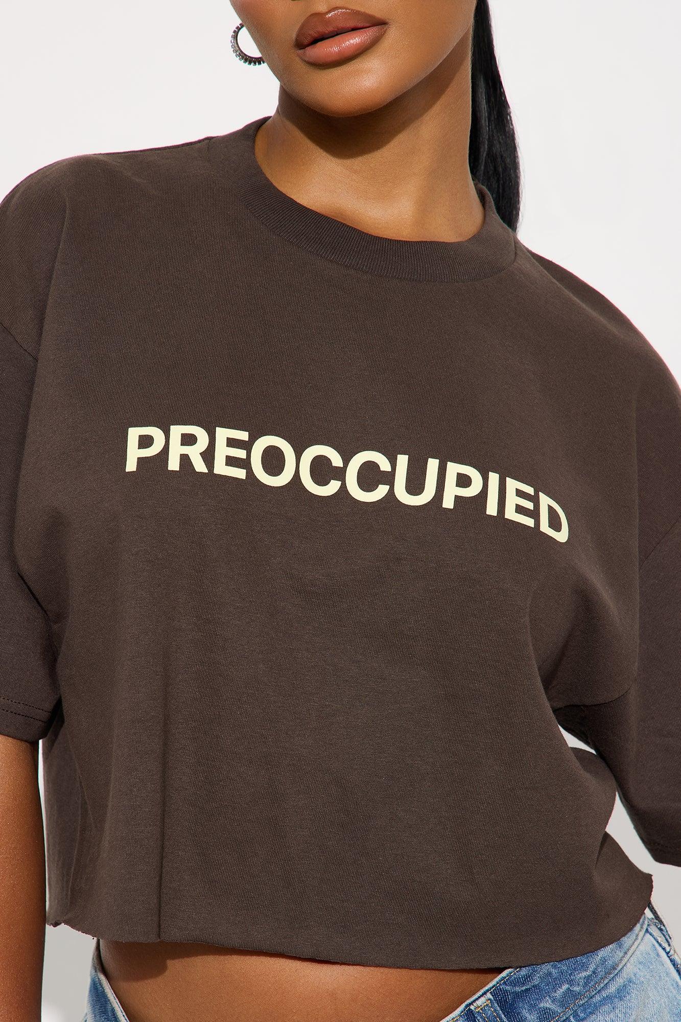 Preoccupied Cropped Tee - Brown Product Image