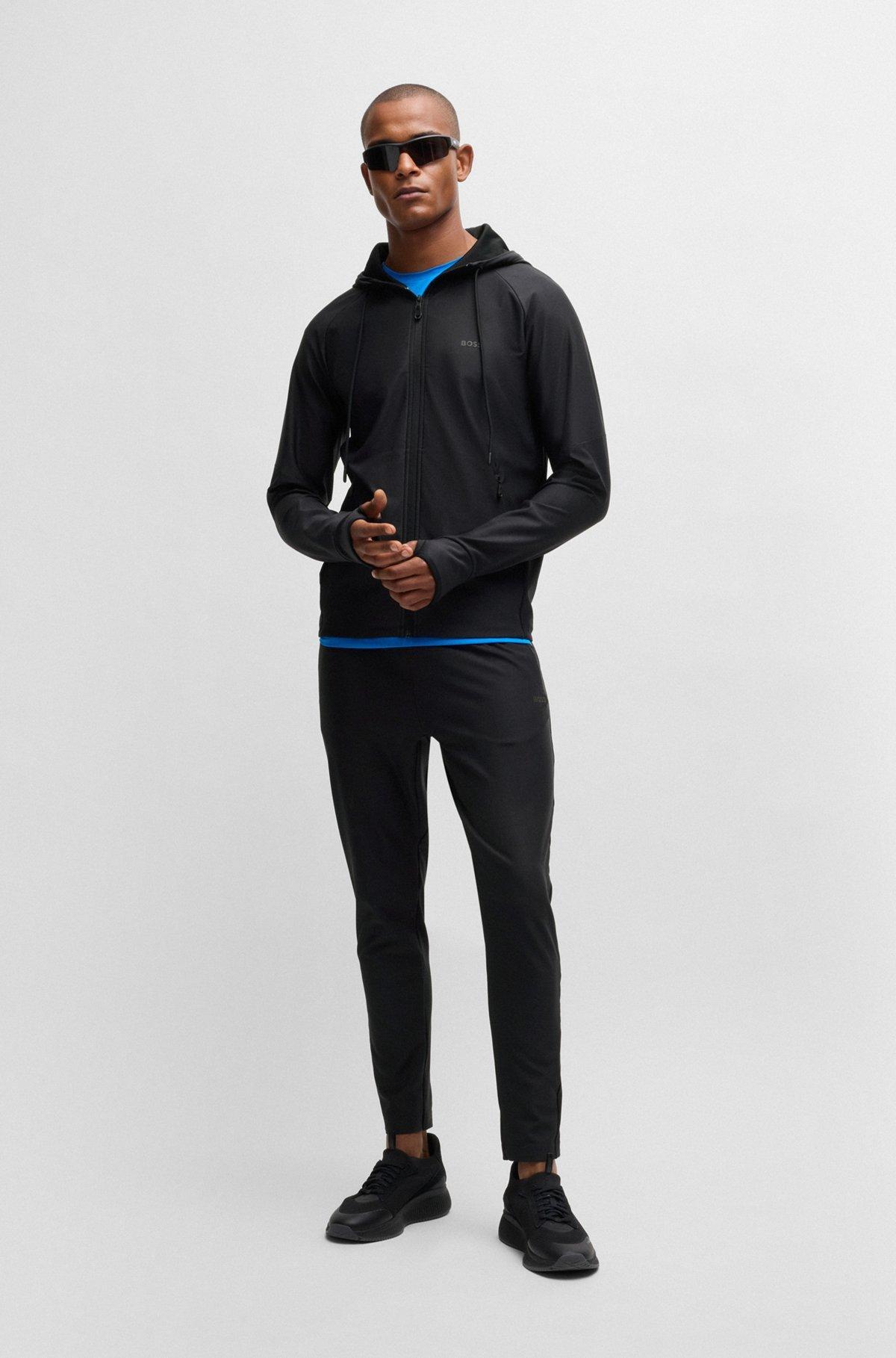 Active-stretch zip-up hoodie with logo detail Product Image