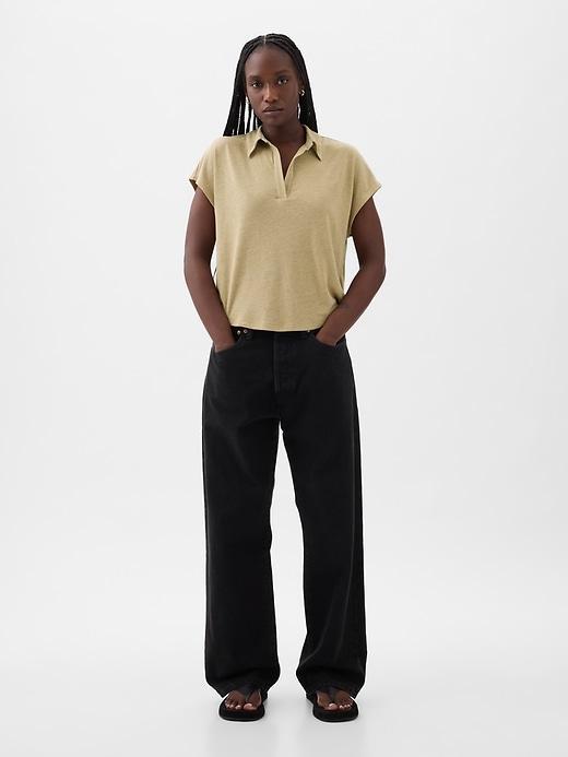 Linen-Blend Polo Shirt Product Image
