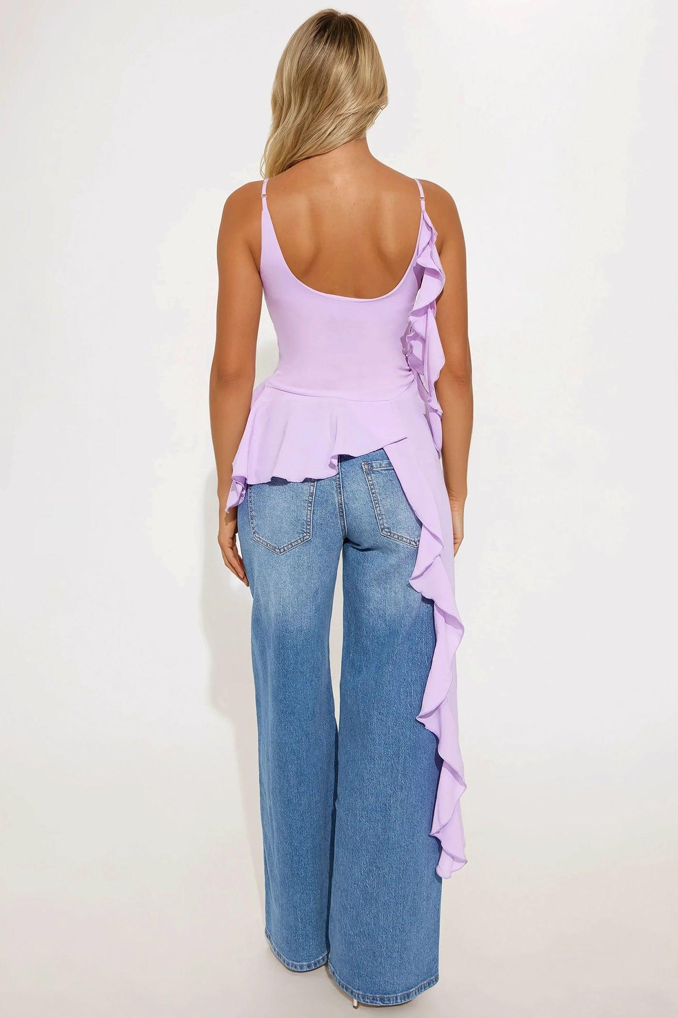 Elsy Chiffon Ruffle Top - Lavender Product Image