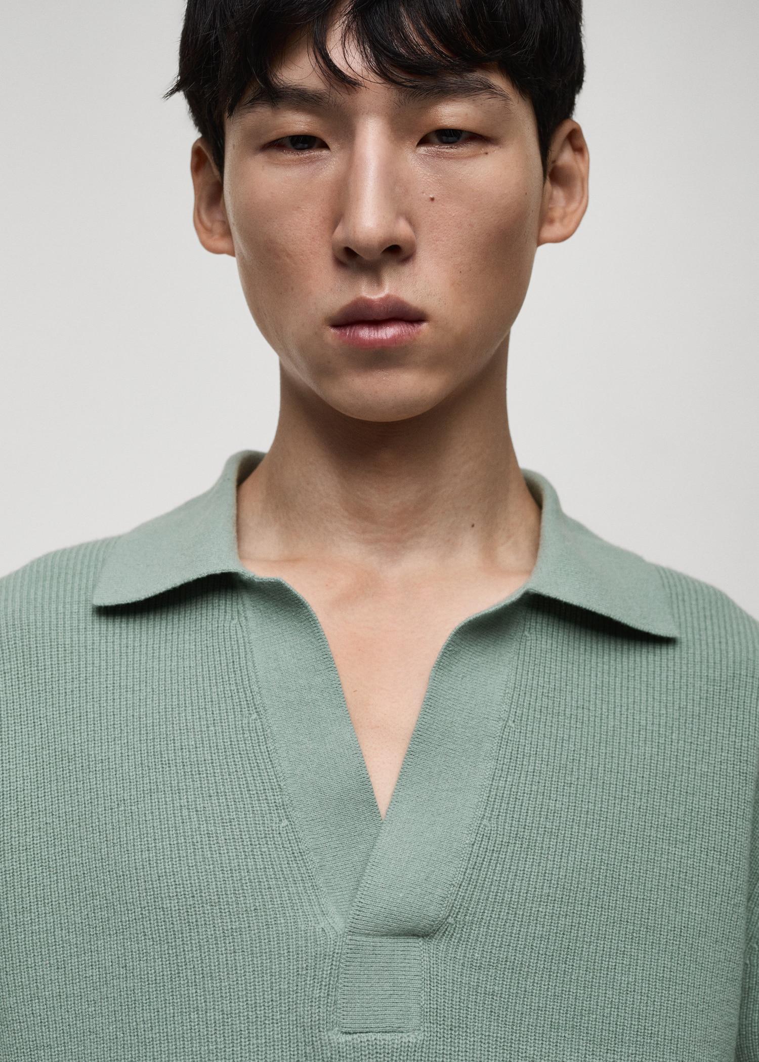 Knitted wool blend polo sweater - Men | MANGO USA Product Image